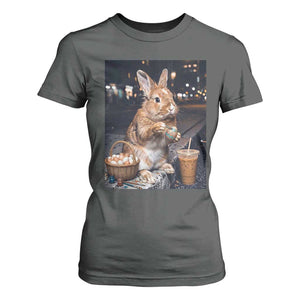 Easter Bunny Iced Coffee T Shirt For Women Funny Rabbit Egg Painting TS14 Dark Heather Print Your Wear