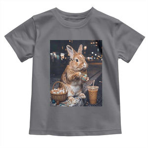 Easter Bunny Iced Coffee Toddler T Shirt Funny Rabbit Egg Painting TS14 Charcoal Print Your Wear