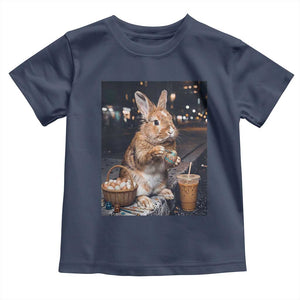 Easter Bunny Iced Coffee Toddler T Shirt Funny Rabbit Egg Painting TS14 Navy Print Your Wear
