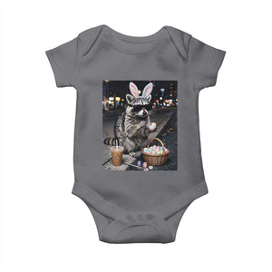 Easter Raccoon Iced Coffee Baby Onesie Funny Trash Panda Egg Painting TS14 Charcoal Print Your Wear