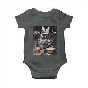 Easter Raccoon Iced Coffee Baby Onesie Funny Trash Panda Egg Painting TS14 Dark Heather Print Your Wear