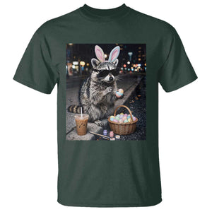 Easter Raccoon Iced Coffee T Shirt Funny Trash Panda Egg Painting TS14 Dark Forest Green Print Your Wear