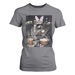 Easter Raccoon Iced Coffee T Shirt For Women Funny Trash Panda Egg Painting TS14 Charcoal Print Your Wear