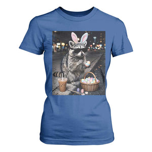 Easter Raccoon Iced Coffee T Shirt For Women Funny Trash Panda Egg Painting TS14 Royal Blue Print Your Wear