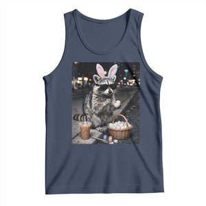 Easter Raccoon Iced Coffee Tank Top Funny Trash Panda Egg Painting TS14 Navy Print Your Wear