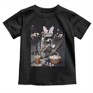 Easter Raccoon Iced Coffee Toddler T Shirt Funny Trash Panda Egg Painting TS14 Black Print Your Wear