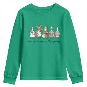 He Is Risen Silly Goose Youth Sweatshirt Funny Christian Easter TS14 Irish Green Print Your Wear