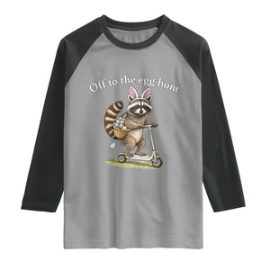 Off To The Egg Hunt Raglan Shirt Funny Easter Raccoon TS14 Sport Gray Black Print Your Wear