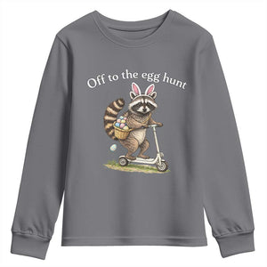 Off To The Egg Hunt Youth Sweatshirt Funny Easter Raccoon TS14 Charcoal Print Your Wear