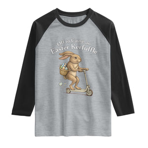 Funny Easter Bunny Raglan Shirt Off To The Cause an Easter Kerfuffle TS14 Heather Gray Black Print Your Wear