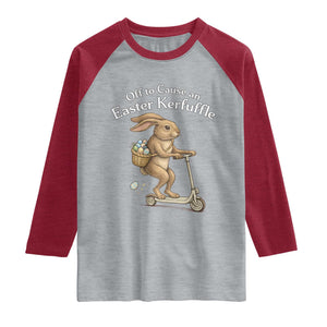 Funny Easter Bunny Raglan Shirt Off To The Cause an Easter Kerfuffle TS14 Heather Gray Heather Red Print Your Wear