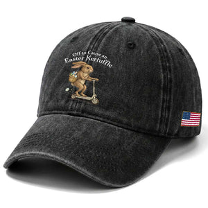 Funny Easter Bunny Washed Cotton Baseball Cap Off To The Cause an Easter Kerfuffle TS14 Print Your Wear