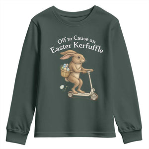 Funny Easter Bunny Youth Sweatshirt Off To The Cause an Easter Kerfuffle TS14 Dark Forest Green Print Your Wear