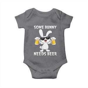 Funny Easter Bunny Drinking Beer Baby Onesie Some Bunny Needs Beer TS14 Charcoal Print Your Wear