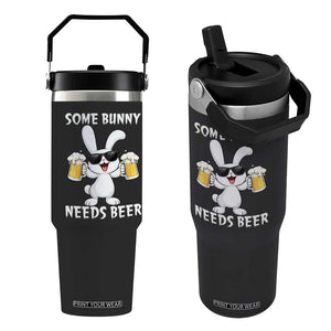 Funny Easter Bunny Drinking Beer Flip Straw Tumbler Some Bunny Needs Beer TS14 One Size: 30 oz Black Print Your Wear