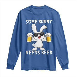 Funny Easter Bunny Drinking Beer Long Sleeve Shirt Some Bunny Needs Beer TS14 Royal Blue Print Your Wear