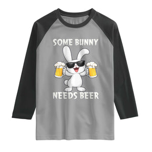 Funny Easter Bunny Drinking Beer Raglan Shirt Some Bunny Needs Beer TS14 Sport Gray Black Print Your Wear