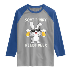 Funny Easter Bunny Drinking Beer Raglan Shirt Some Bunny Needs Beer TS14 Sport Gray Royal Print Your Wear
