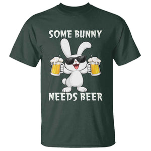 Funny Easter Bunny Drinking Beer T Shirt Some Bunny Needs Beer TS14 Dark Forest Green Print Your Wear