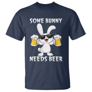 Funny Easter Bunny Drinking Beer T Shirt Some Bunny Needs Beer TS14 Navy Print Your Wear