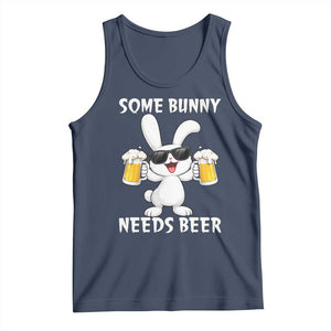 Funny Easter Bunny Drinking Beer Tank Top Some Bunny Needs Beer TS14 Navy Print Your Wear