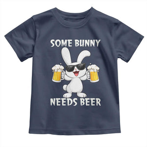 Funny Easter Bunny Drinking Beer Toddler T Shirt Some Bunny Needs Beer TS14 Navy Print Your Wear