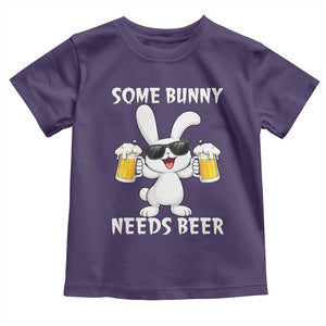 Funny Easter Bunny Drinking Beer Toddler T Shirt Some Bunny Needs Beer TS14 Purple Print Your Wear