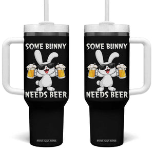 Funny Easter Bunny Drinking Beer Tumbler With Handle Some Bunny Needs Beer TS14 One Size: 40 oz Black Print Your Wear
