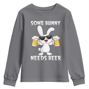 Funny Easter Bunny Drinking Beer Youth Sweatshirt Some Bunny Needs Beer TS14 Charcoal Print Your Wear