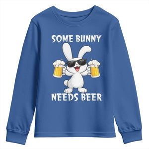 Funny Easter Bunny Drinking Beer Youth Sweatshirt Some Bunny Needs Beer TS14 Royal Blue Print Your Wear