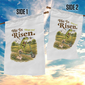 He Is Risen Hop On Garden Flag Christian Easter Frog TS14 Print Your Wear