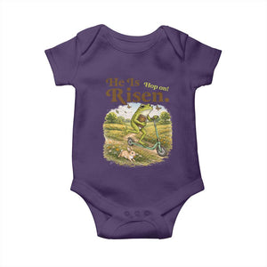 He Is Risen Hop On Baby Onesie Christian Easter Frog TS14 Purple Print Your Wear