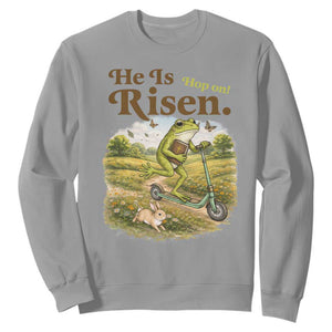 He Is Risen Hop On Sweatshirt Christian Easter Frog TS14 Sport Gray Print Your Wear