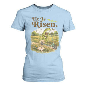 He Is Risen Hop On T Shirt For Women Christian Easter Frog TS14 Light Blue Print Your Wear