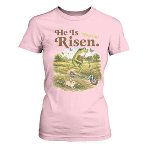 He Is Risen Hop On T Shirt For Women Christian Easter Frog TS14 Light Pink Print Your Wear