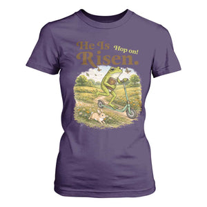 He Is Risen Hop On T Shirt For Women Christian Easter Frog TS14 Purple Print Your Wear