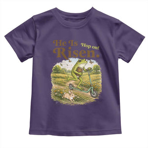 He Is Risen Hop On Toddler T Shirt Christian Easter Frog TS14 Purple Print Your Wear