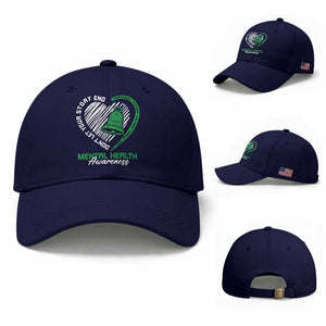 Mental Health Awarenes Baseball Cap Green Ribbon Inspirational Psychologist Therapist TS14 Baseball Cap Universal Fit Dark Blue Print Your Wear