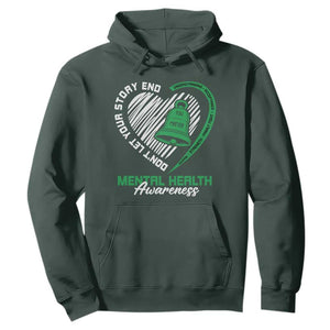 Mental Health Awarenes Hoodie Green Ribbon Inspirational Psychologist Therapist TS14 Dark Forest Green Print Your Wear
