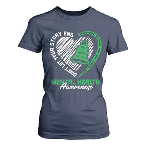 Mental Health Awarenes T Shirt For Women Green Ribbon Inspirational Psychologist Therapist TS14 Navy Print Your Wear