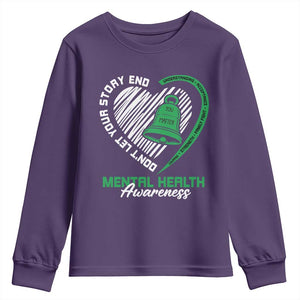 Mental Health Awarenes Youth Sweatshirt Green Ribbon Inspirational Psychologist Therapist TS14 Purple Print Your Wear