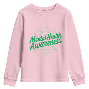 Mental Health Matters Awareness Youth Sweatshirt Support Squad Green Ribbon TS14 Light Pink Print Your Wear