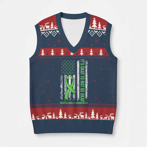 Mental Health Awarenes V-Neck Knit Sweater Vest It's Okay To Not Be Okay TS14 Navy Red Print Your Wear