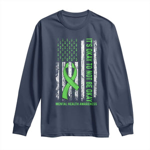 Mental Health Awarenes Long Sleeve Shirt It's Okay To Not Be Okay TS14 Navy Print Your Wear