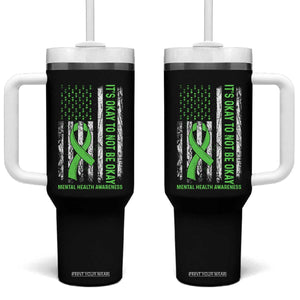 Mental Health Awarenes Tumbler With Handle It's Okay To Not Be Okay TS14 One Size: 40 oz Black Print Your Wear