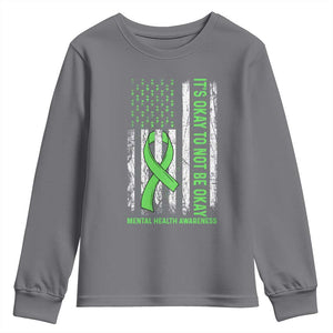 Mental Health Awarenes Youth Sweatshirt It's Okay To Not Be Okay TS14 Charcoal Print Your Wear