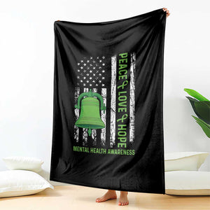 Mental Health Awarenes Throw Blanket Peace Love Hope Green Ribbon TS14 Print Your Wear