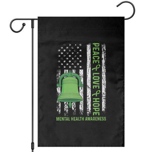 Mental Health Awarenes Garden Flag Peace Love Hope Green Ribbon TS14 Black Print Your Wear
