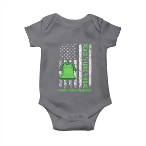 Mental Health Awarenes Baby Onesie Peace Love Hope Green Ribbon TS14 Charcoal Print Your Wear