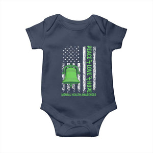 Mental Health Awarenes Baby Onesie Peace Love Hope Green Ribbon TS14 Navy Print Your Wear